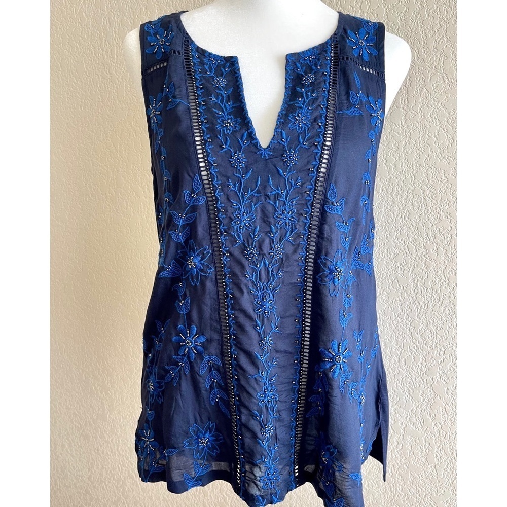 Lucky Brand Embroidery and Beaded sleeveless top